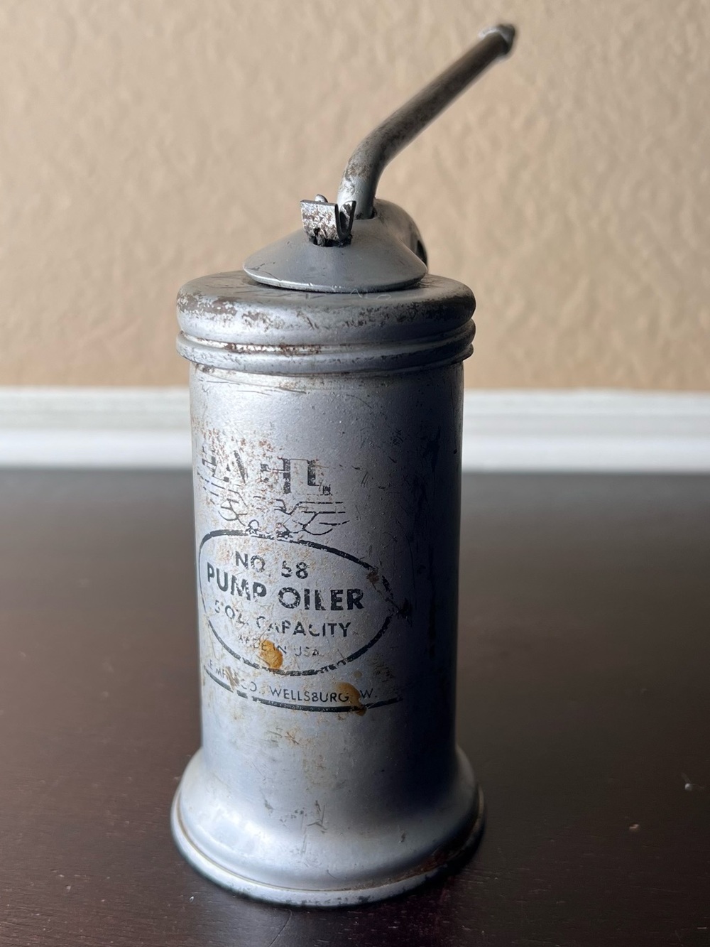 Vintage 1940 Eagle No. 58 Pump Oiler, Industrial Garage Oil Can